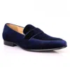 David Wej Men's Blue Alfred Velvet Loafers – Navy In Blue