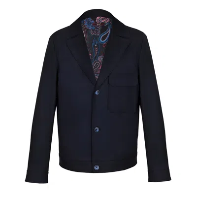 David Wej Men's Blue Ashford Relaxed Patch Pocket Jacket In Navy