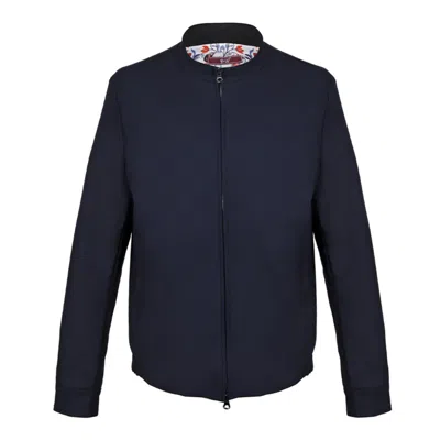 David Wej Men's Blue Ashford Relaxed Zip Through Jacket In Navy