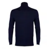 David Wej Men's Blue Dixon Light Wool Roll Neck Jumper – Navy In Blue