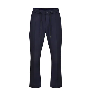 David Wej Men's Blue Enzo Cotton Loose Fit Trouser - Navy
