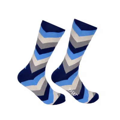 David Wej Men's Blue / Grey Patterned Socks - Blue & Grey