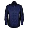 David Wej Men's Blue Kensington Paisley Jacquard Shirt – Navy In Blue