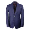 David Wej Men's Blue Plain Single Breasted Peak Lapel Blazer – Navy In Blue