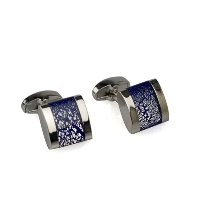 David Wej Men's Blue / Silver Square Glittering Cufflinks - Silver & Blue In Gold