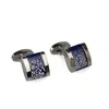 David Wej Men's Blue / Silver Square Glittering Cufflinks - Silver & Blue In Multi