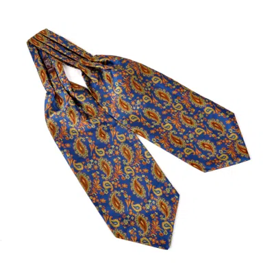 David Wej Men's Blue / Yellow / Orange Self Tie Paisley Cravat – Blue & Orange In Blue/yellow/orange