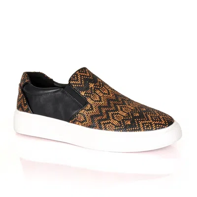 David Wej Men's Boston Ethnic Print Sneaker- Orange & Brown In Brown/orange
