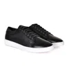 David Wej Men's Bradford Leather Sneakers- Black In Black