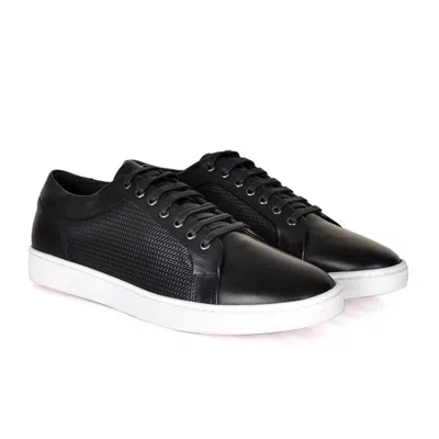 David Wej Men's Bradford Leather Sneakers- Black