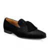 David Wej Men's Bradford Velvet Tassel Loafers – Black In Black