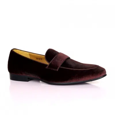 David Wej Men's Brown Alfred Velvet Loafers – Plum