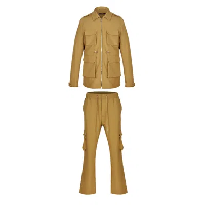 David Wej Men's Brown Ashford Military Set - Biege