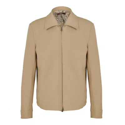 David Wej Men's Brown Ashford Relaxed Aviator Jacket - Beige