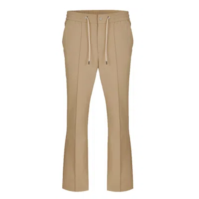 David Wej Men's Brown Ashford Relaxed Loose Fit Drawstring Trouser - Beige