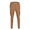 David Wej Men's Brown Drawstring Trousers With Cargo Pockets – Beige In Brown