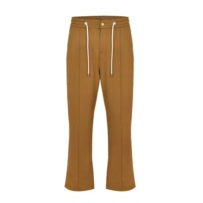 David Wej Men's Brown Enzo Cotton Loose Fit Trouser - Coffee