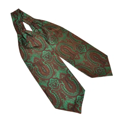 David Wej Men's Brown / Green Self Tie Paisley Cravat – Green & Brown In Gray