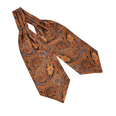 David Wej Men's Brown / Neutrals Self Tie Paisley Cravat – Orange & Brown