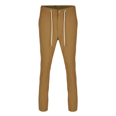 David Wej Men's Brown Plain Drawstring Trouser – Beige