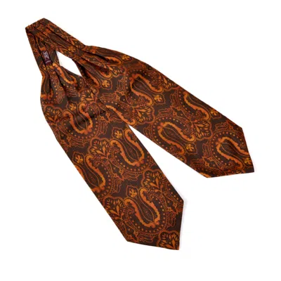David Wej Men's Brown / Yellow / Orange Self Tie Paisley Cravat – Brown In Brown/yellow/orange