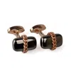 David Wej Men's Chained Capsule Cufflinks – Rose Gold In Gold