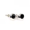 David Wej Men's Circle Chequered Design Cufflink - Silver Black In Multi