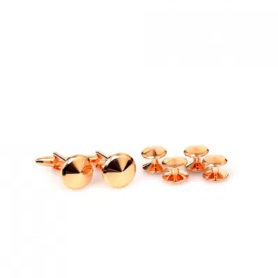 David Wej Men's Circle Cufflinks And Stud Set – Gold In Yellow