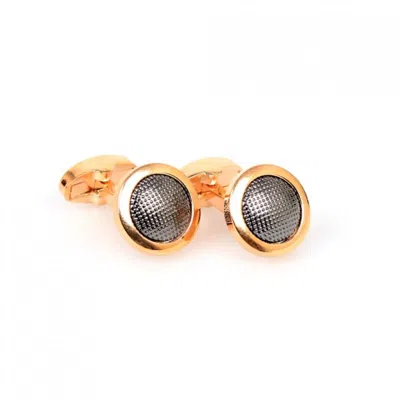 David Wej Men's Circle With Gunmetal Cufflink – Gold Gunmetal In Yellow