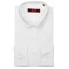 David Wej Men's Classic Collar Button Cuff Poplin Shirt – White In White