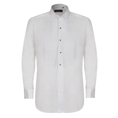 David Wej Men's Classic Collar Double Cuff Dress Shirt – White