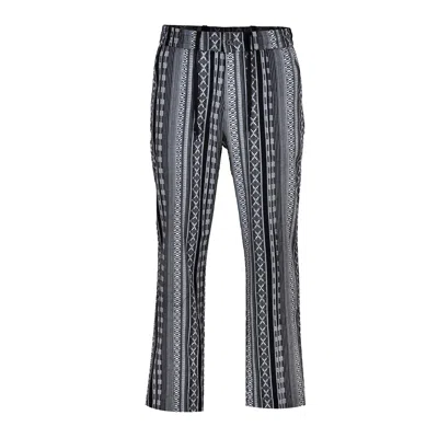 David Wej Men's Dareski Tribal Print Drawstring Trousers - Grey Multi