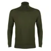David Wej Men's Dixon Light Wool Roll Neck Jumper – Green In Green