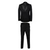 David Wej Men's Dress Double Breasted Satin Peak Lapel Tuxedo Set – Black In Black