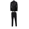 David Wej Men's Dress Single Breasted Satin Peak Lapel Tuxedo Set – Black In Black