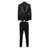 David Wej Men's Dress Single Breasted Satin Shawl Lapel Tuxedo Set– Black In Black