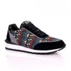 David Wej Men's Ethnic Print Smart Trainers – Black In Black