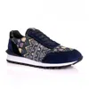 David Wej Men's Ethnic Print Smart Trainers – Blue In Blue