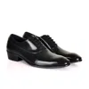David Wej Men's Federick Shiny Leather Dress Shoe With Cuban Heel - Black In Black