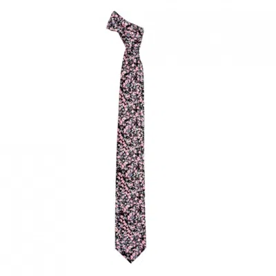 David Wej Men's Floral Printed Tie – Black Pink