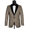 David Wej Men's Gold / Black Washington Jacquard Velvet Shawl Lapel Blazer - Gold In Gold/black