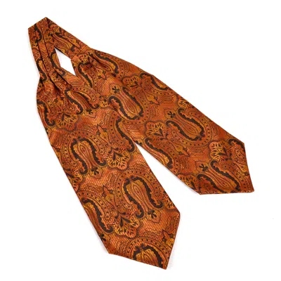 David Wej Men's Gold / Brown Self Tie Paisley Cravat – Brown & Gold In Gold/brown