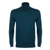 David Wej Men's Green Dixon Light Wool Turtleneck Jumper – Teal In Green