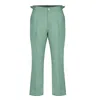 David Wej Men's Green Hugo Linen Trouser With Side Adjuster - Teal