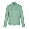 David Wej Men's Green Hugo Linen Trucker Jacket - Teal