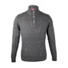 David Wej Men's Grey / Black Jayden Button Neck Elbow Patch Jumper - Charcoal In Grey/black