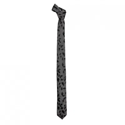 David Wej Men's Grey Leaf Jaquard Tie – Charcoal In Gray