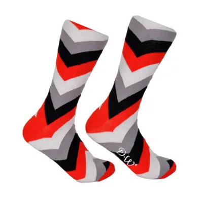 David Wej Men's Grey / Red Patterned Socks - Red & Grey In Multi