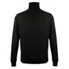 David Wej Men's Harry Merino Wool Roll Neck Sweater - Black In Black