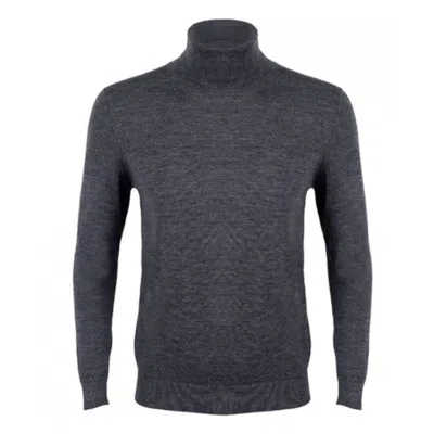David Wej Men's Harry Wool Roll Neck Jumper – Grey